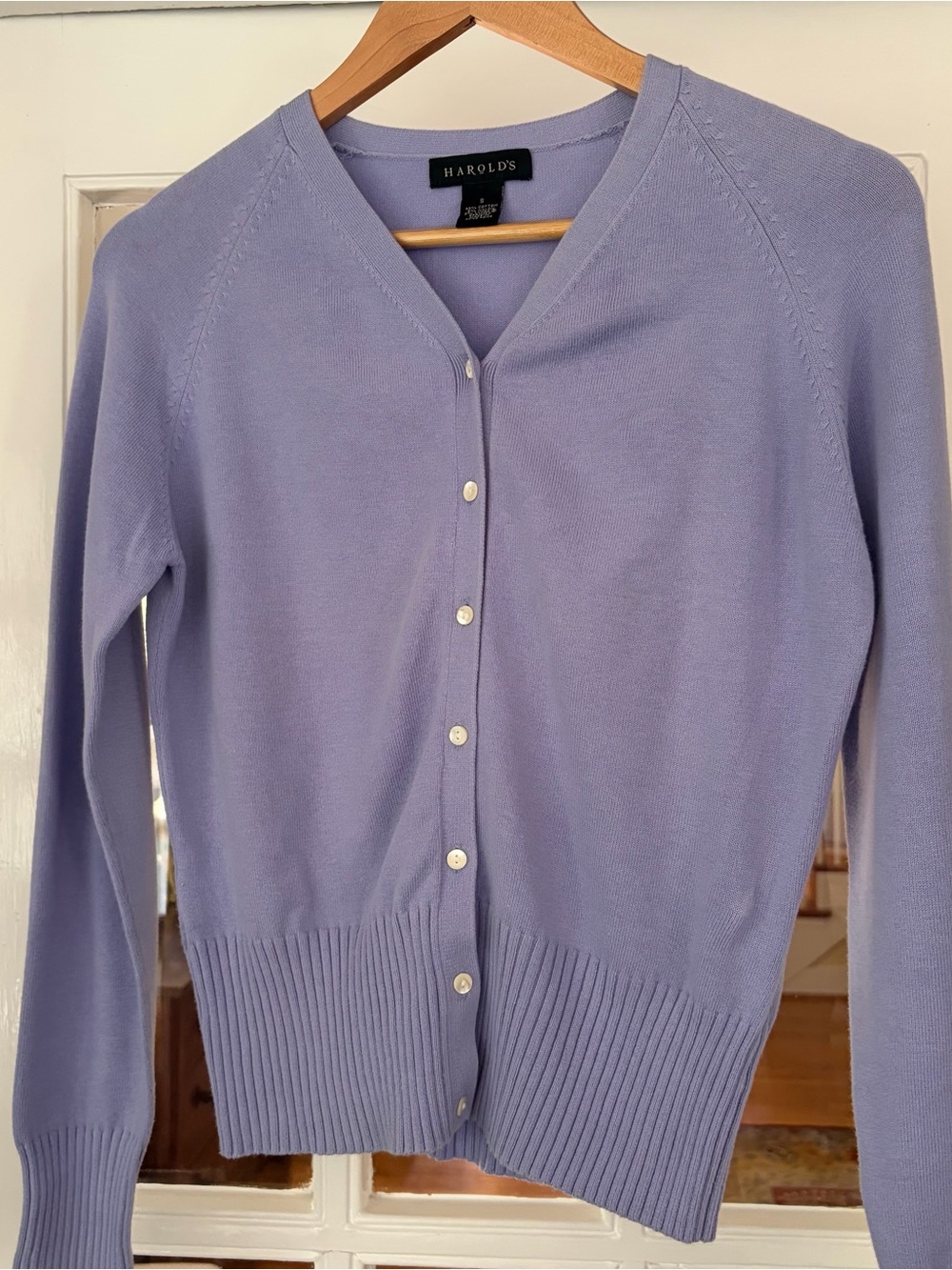 Harold's Soft Lavender Button-Front V-Neck Cardigan